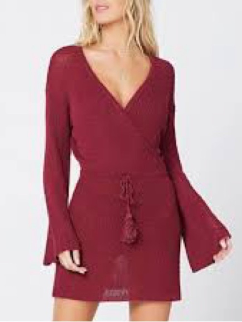 l*space Long Sleeve swim cover up  Knit Dress in Berry